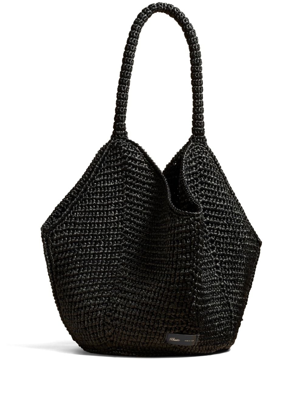 medium Lotus raffia tote bag - 1