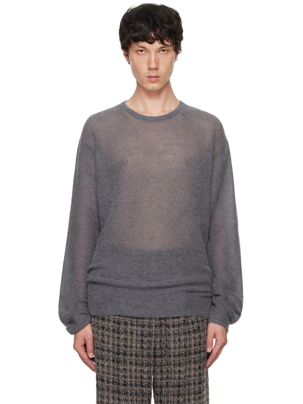 Gray Super Kid Mohair Sweater - 1