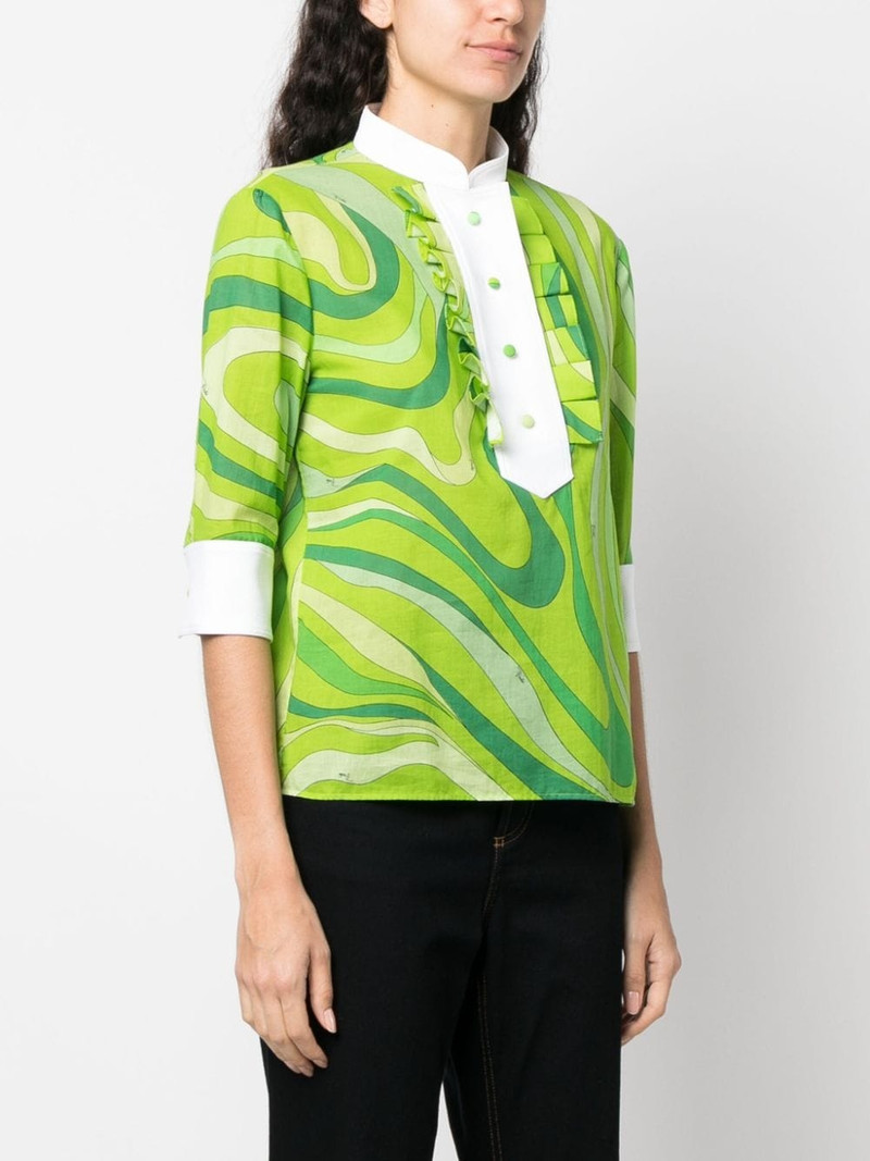Marmo-print pleated cotton shirt 3