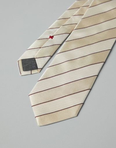 Brunello Cucinelli Striped silk chevron tie outlook