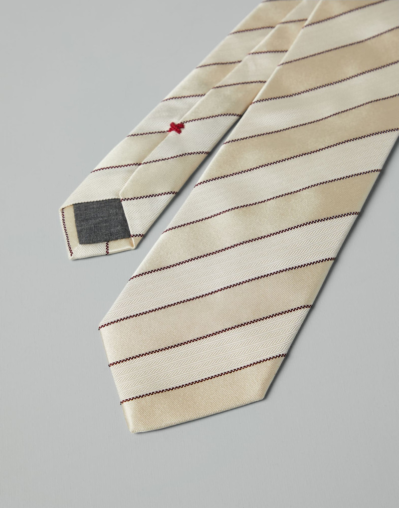 Brunello Cucinelli Striped silk chevron tie outlook