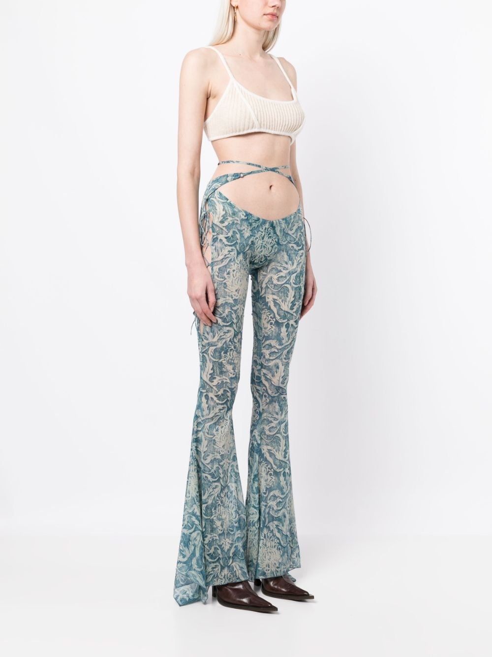 Glimmer graphic-print flared trousers - 3