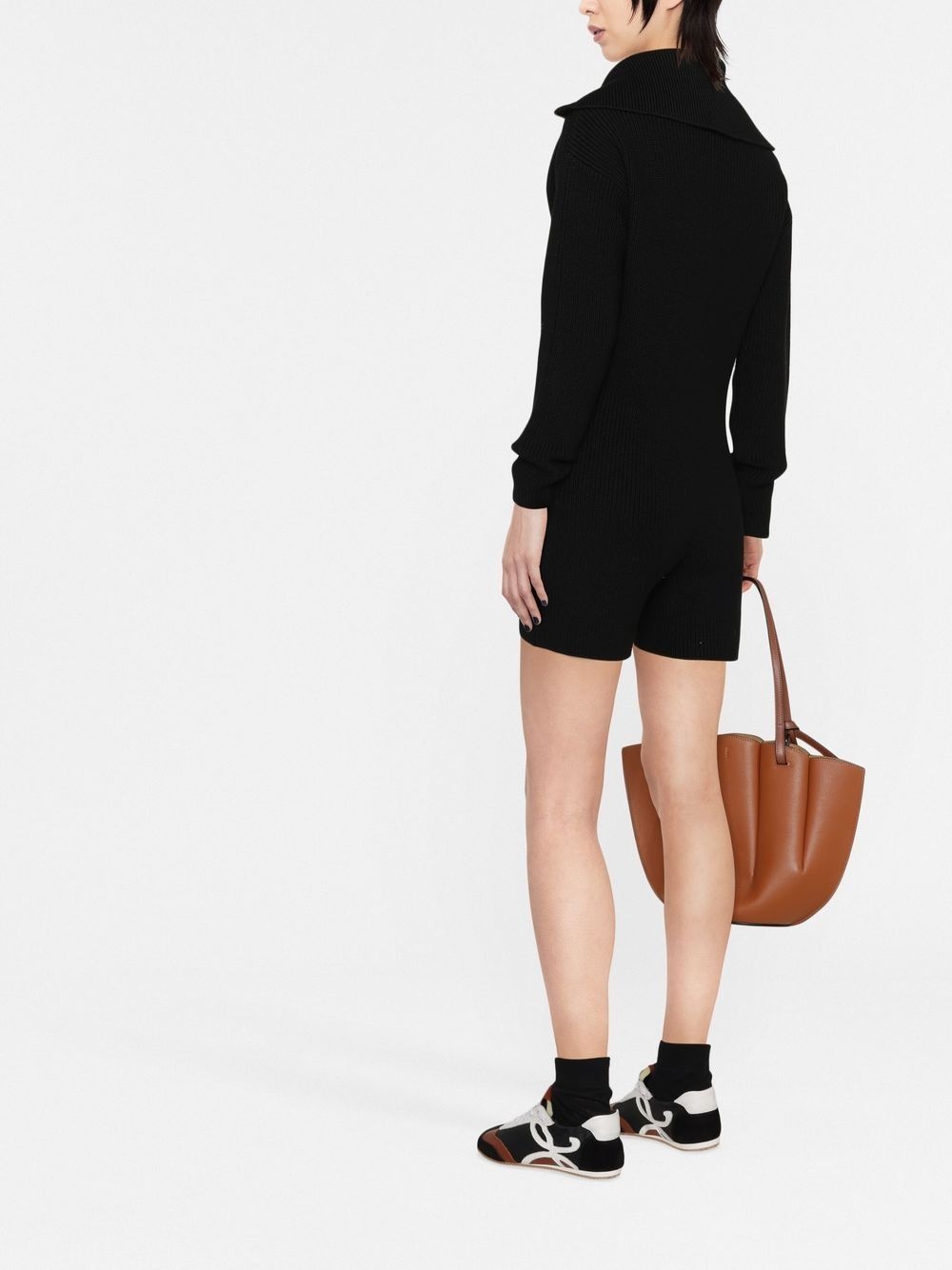 ribbed-knit long-sleeved playsuit - 3