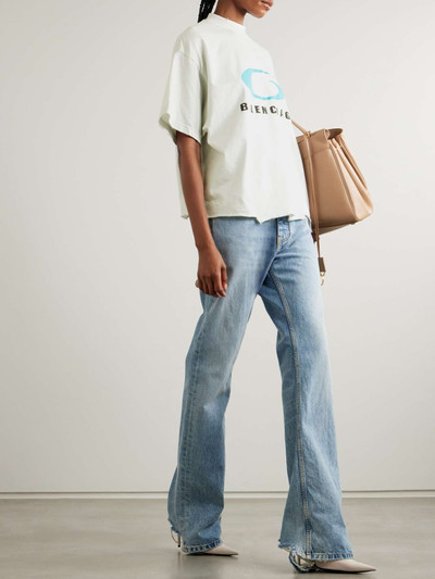 BALENCIAGA Cropped distressed printed cotton-jersey T-shirt outlook