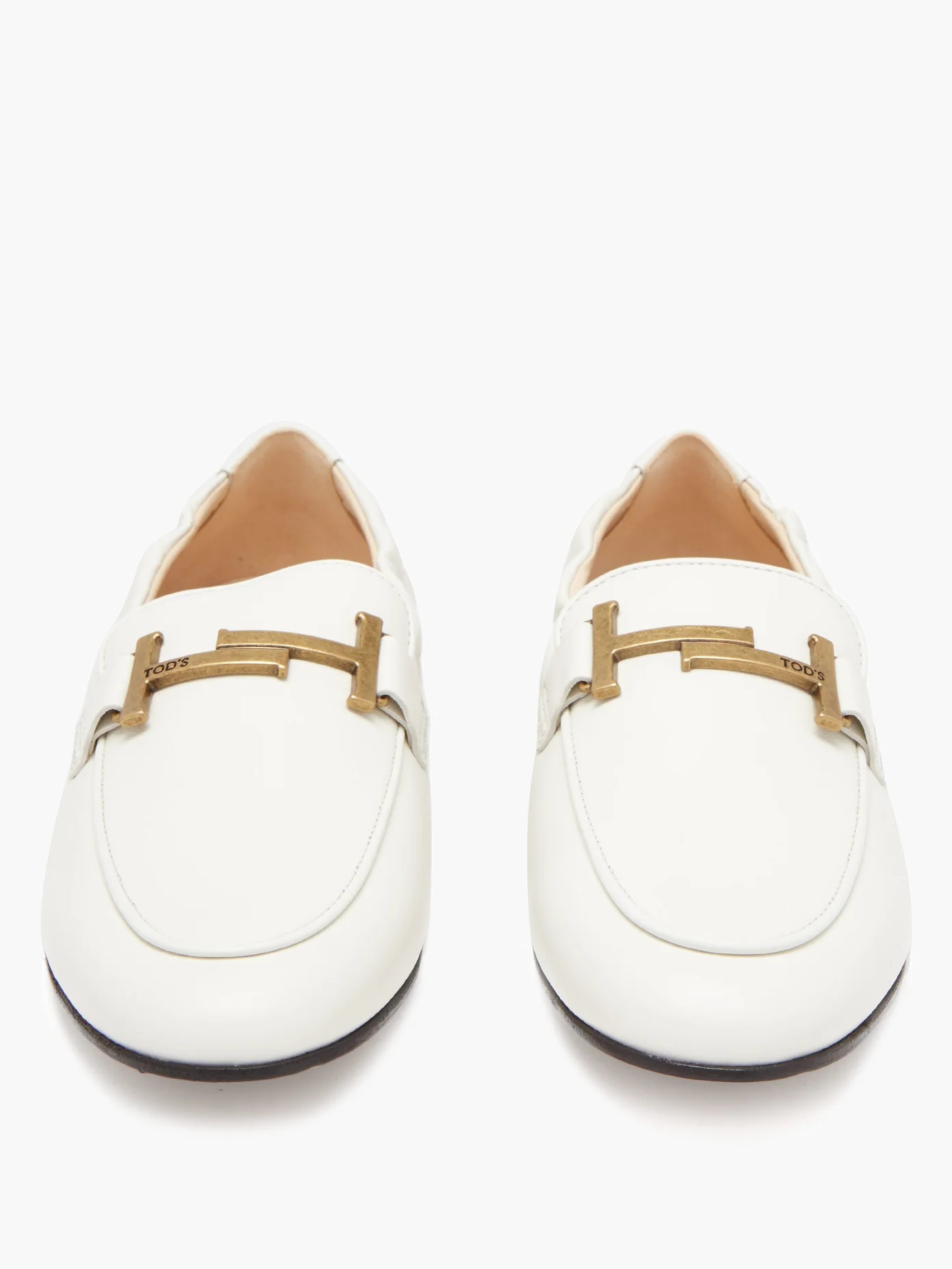 T-logo leather loafers - 5