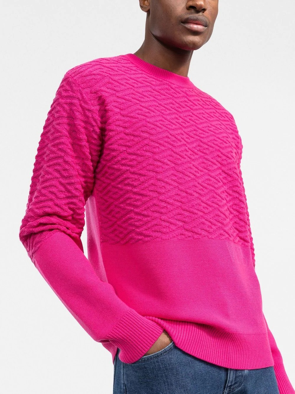 Greca knitted crew neck jumper - 3