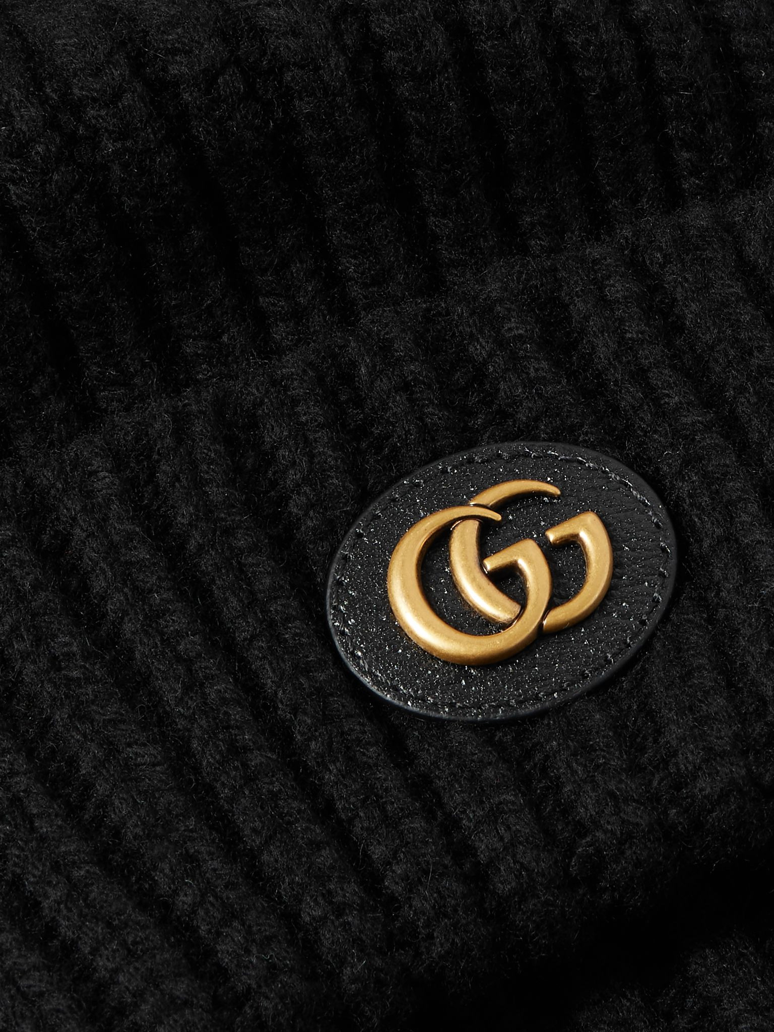 Victor appliquéd ribbed wool and cashmere-blend beanie Black - 3