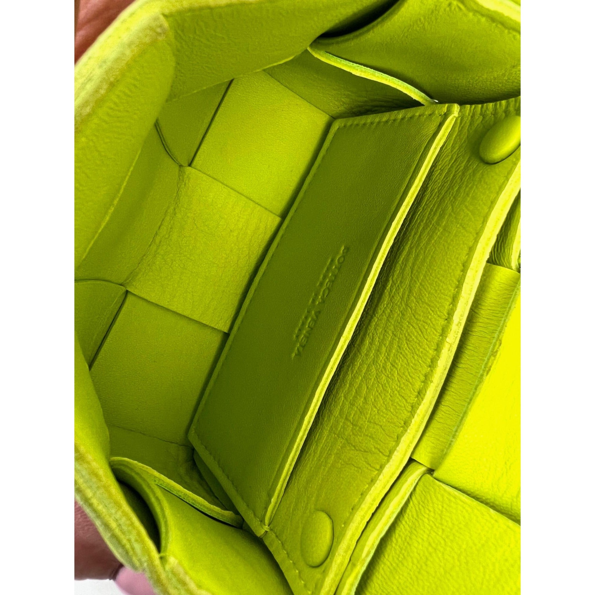 BOTTEGA VENETA Intrecciato Mini Cassette Lime Green Lambskin Crossbody Bag - 6