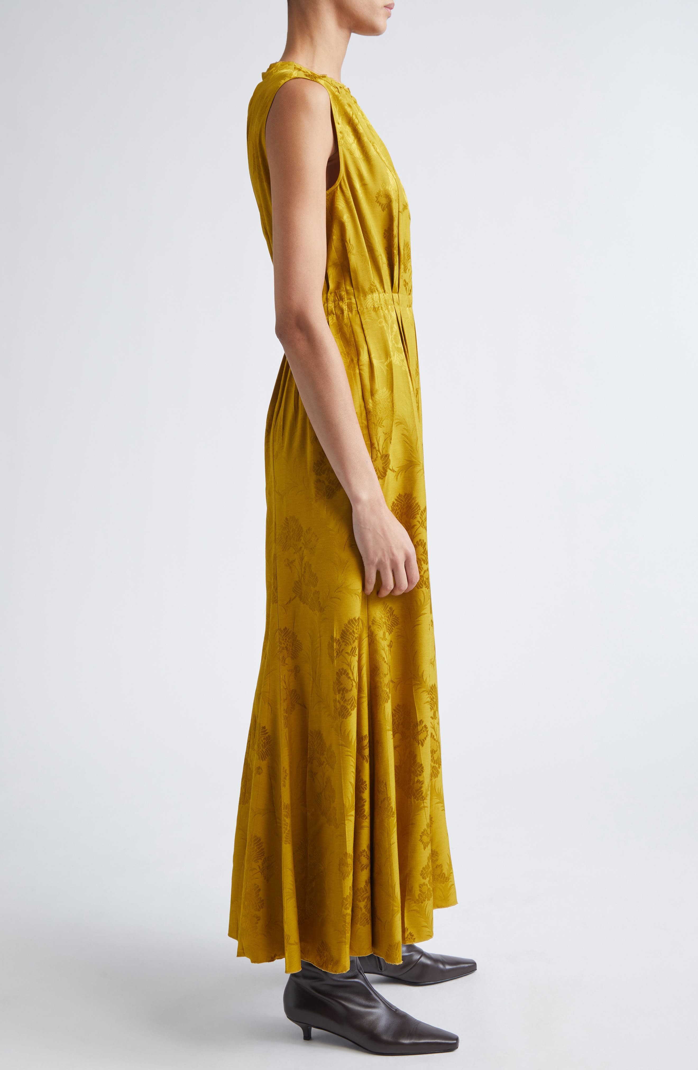 Etro Leafy Jacquard Sleeveless Midi Dress in Senape at Nordstrom - 3