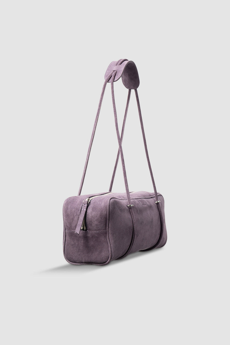 BY FAR Kimberly Deep Purple Suede Leather Shoulder Bag outlook