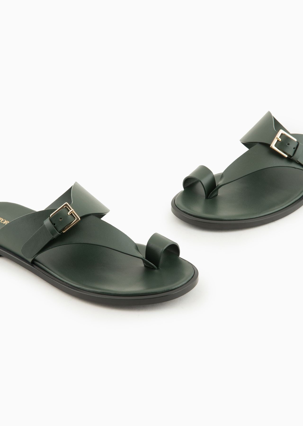 Leather flip-flop sandals with buckle - 5