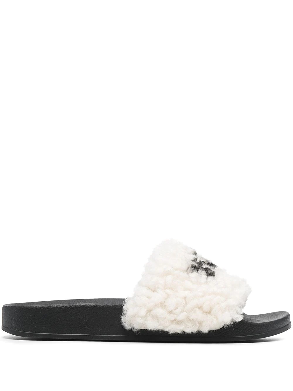 logo-print shearling slides - 1