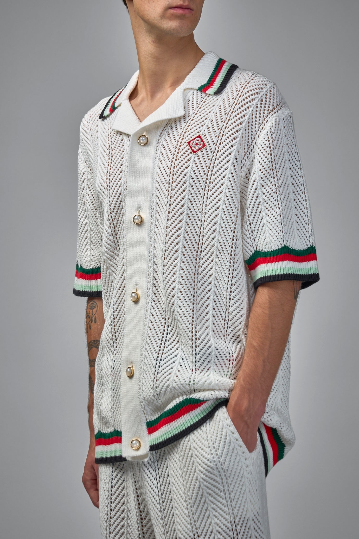 Sporty Faux Crochet Shirt - 4