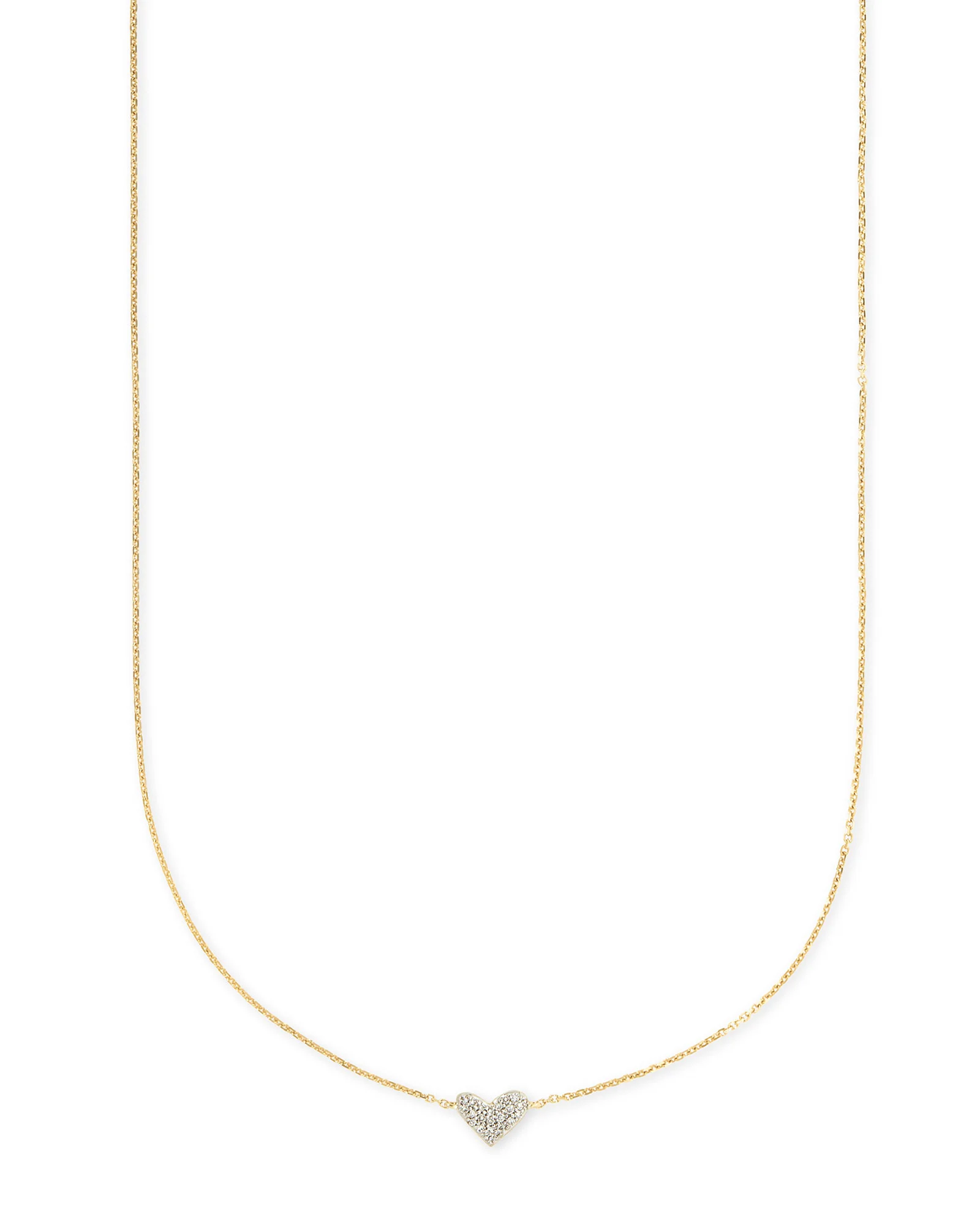 Heart 14k Yellow Gold Pendant Necklace in White Diamonds - 1