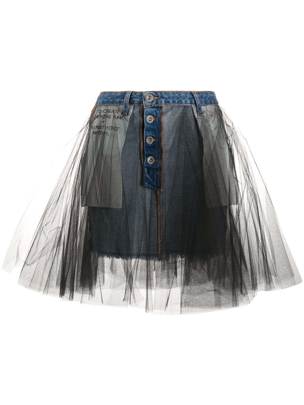 tulle-overlay skirt - 1