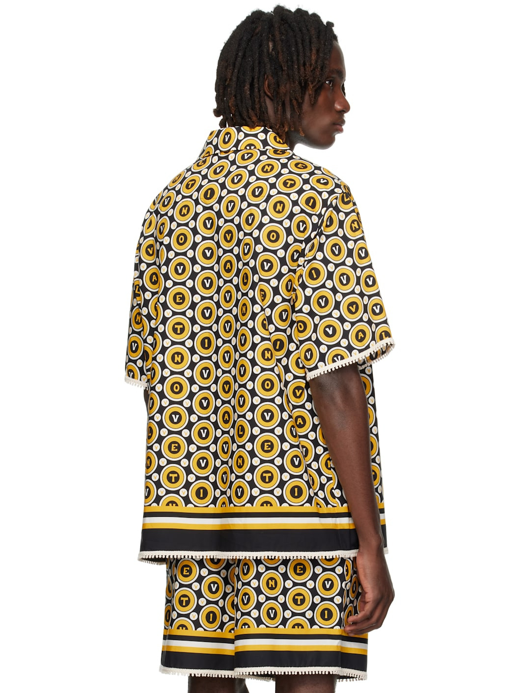 Black & Yellow Cotton Poplin Bowling Shirt - 3