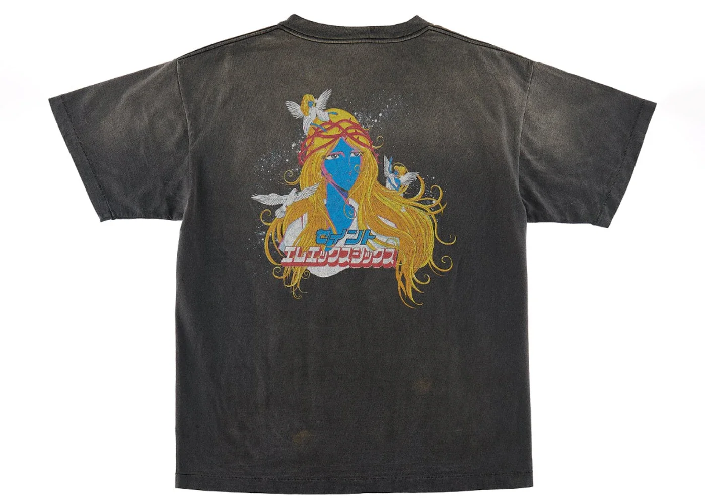 Saint Mxxxxxx Face T-Shirt Vintage Black - 1