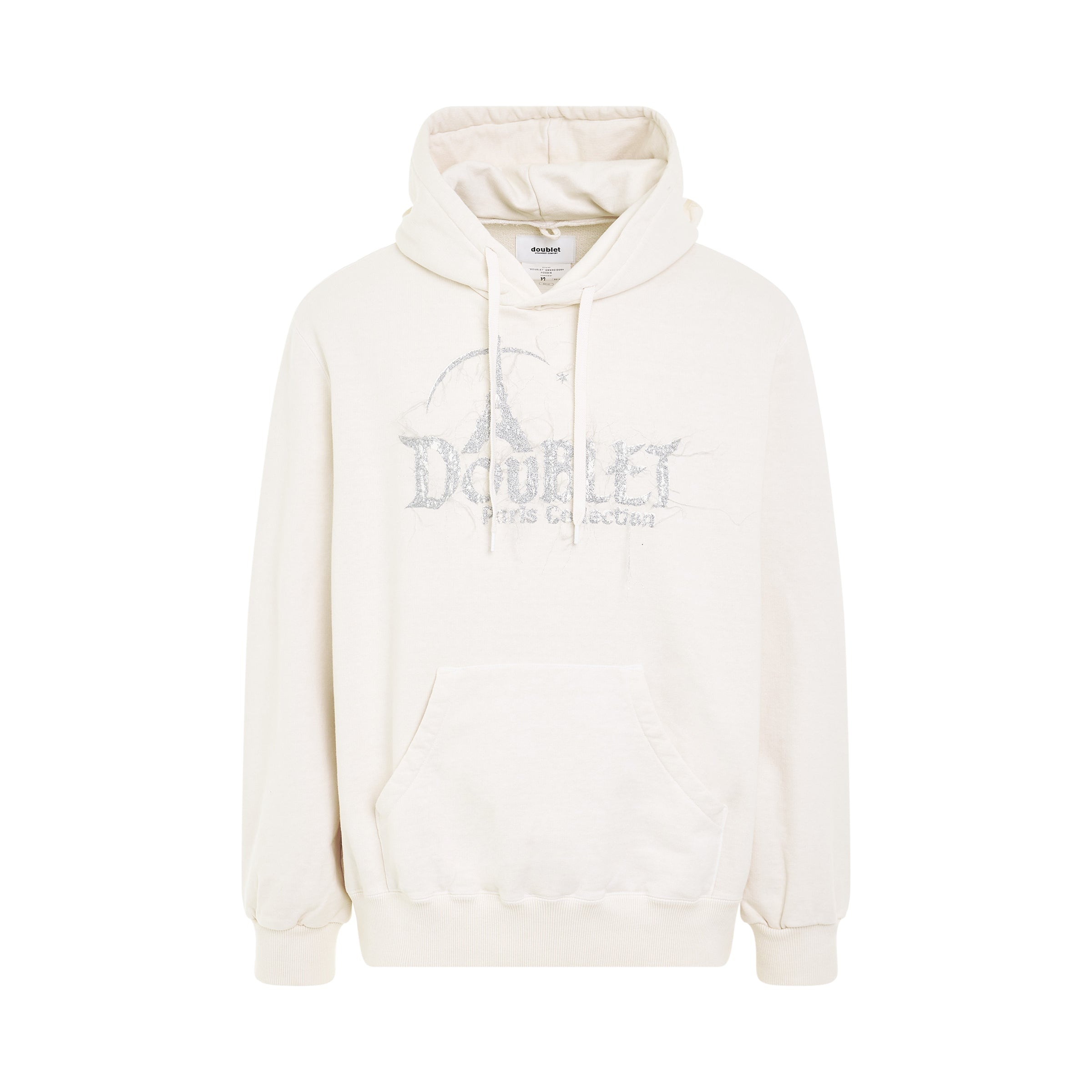 "DOUBLAND" Embroidery Hoodie in White - 1