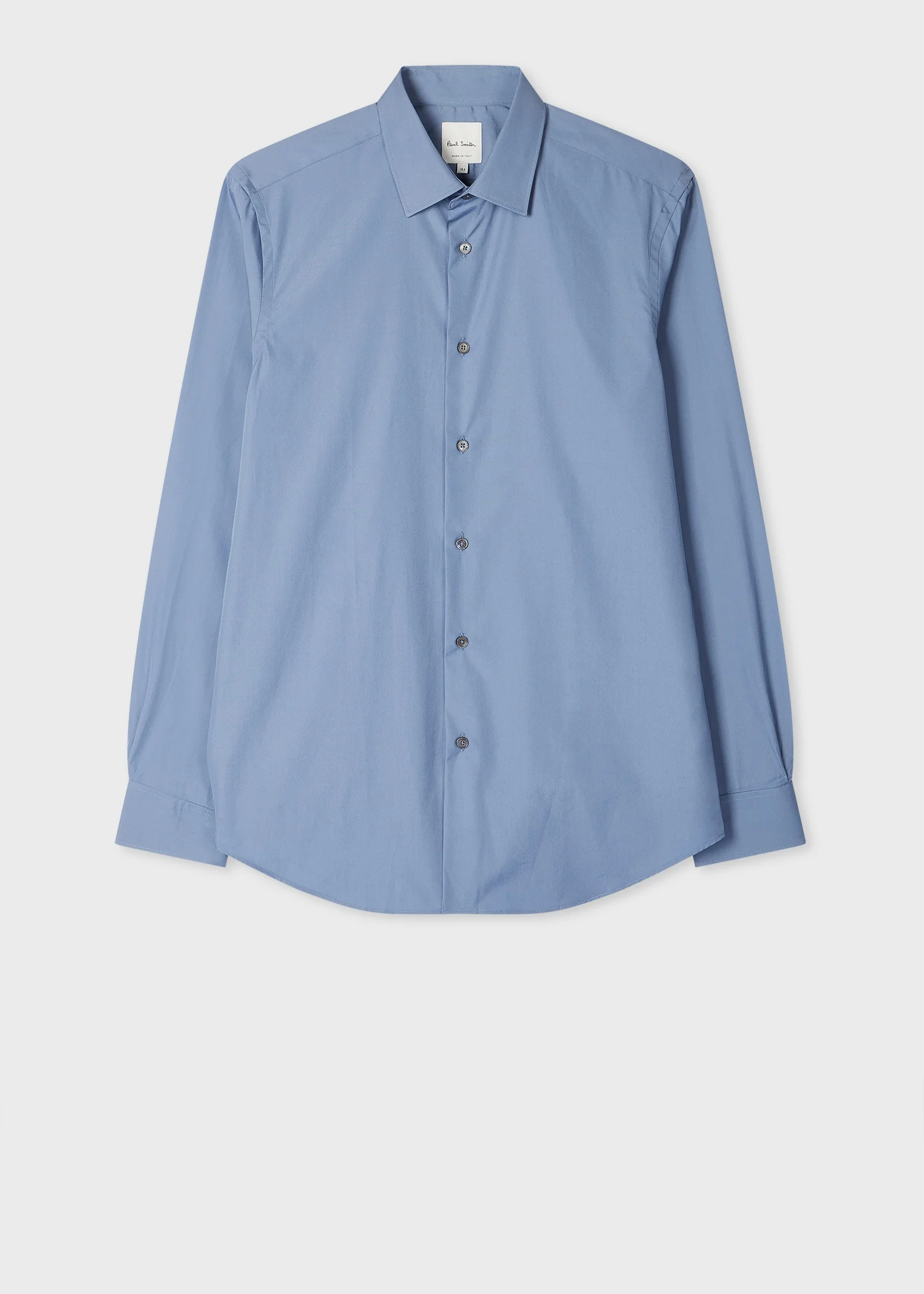 Tailored-Fit Blue Cotton Poplin Shirt - 1