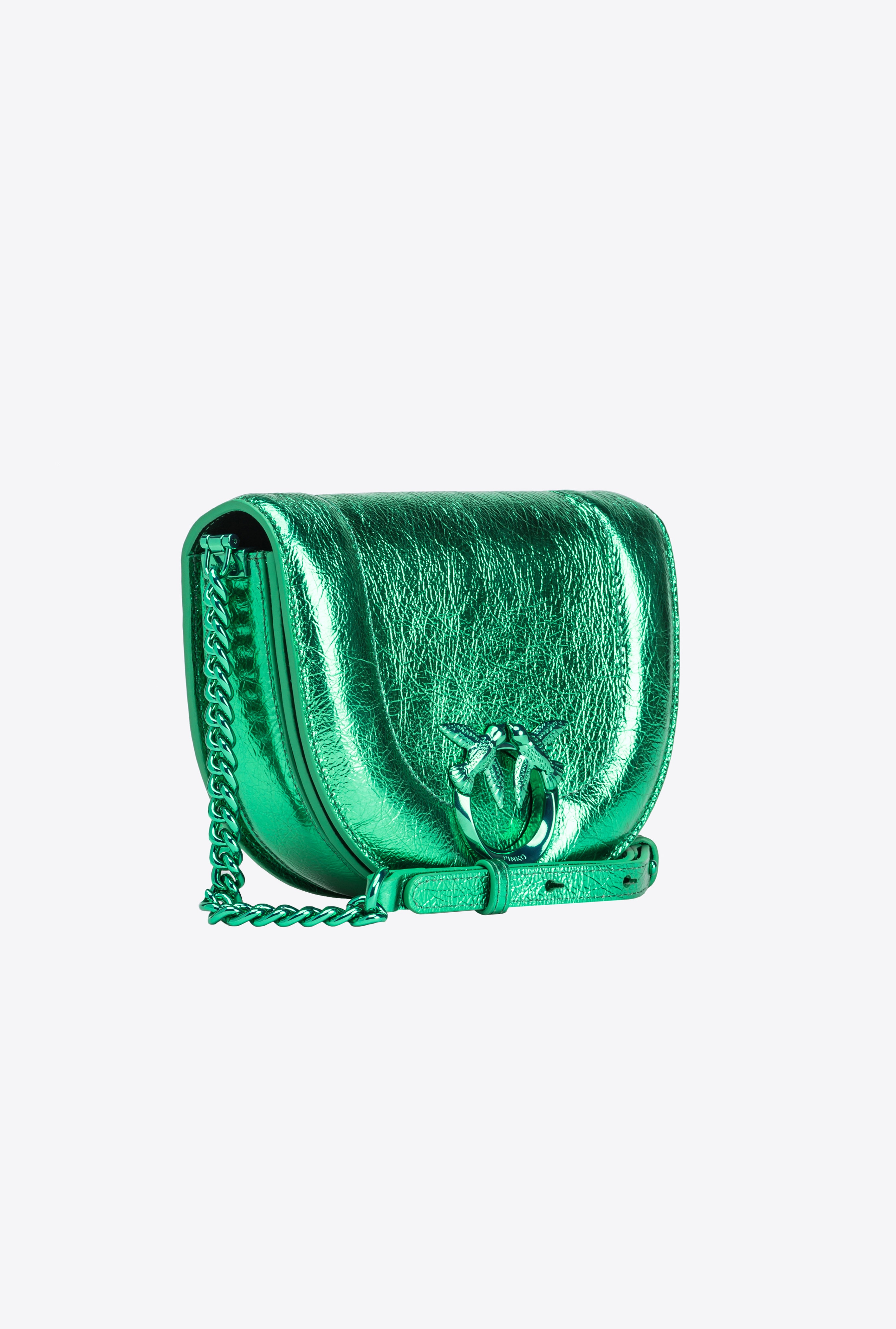 MINI LOVE BAG CLICK ROUND IN CRINKLED LAMINATED NAPPA LEATHER - 3