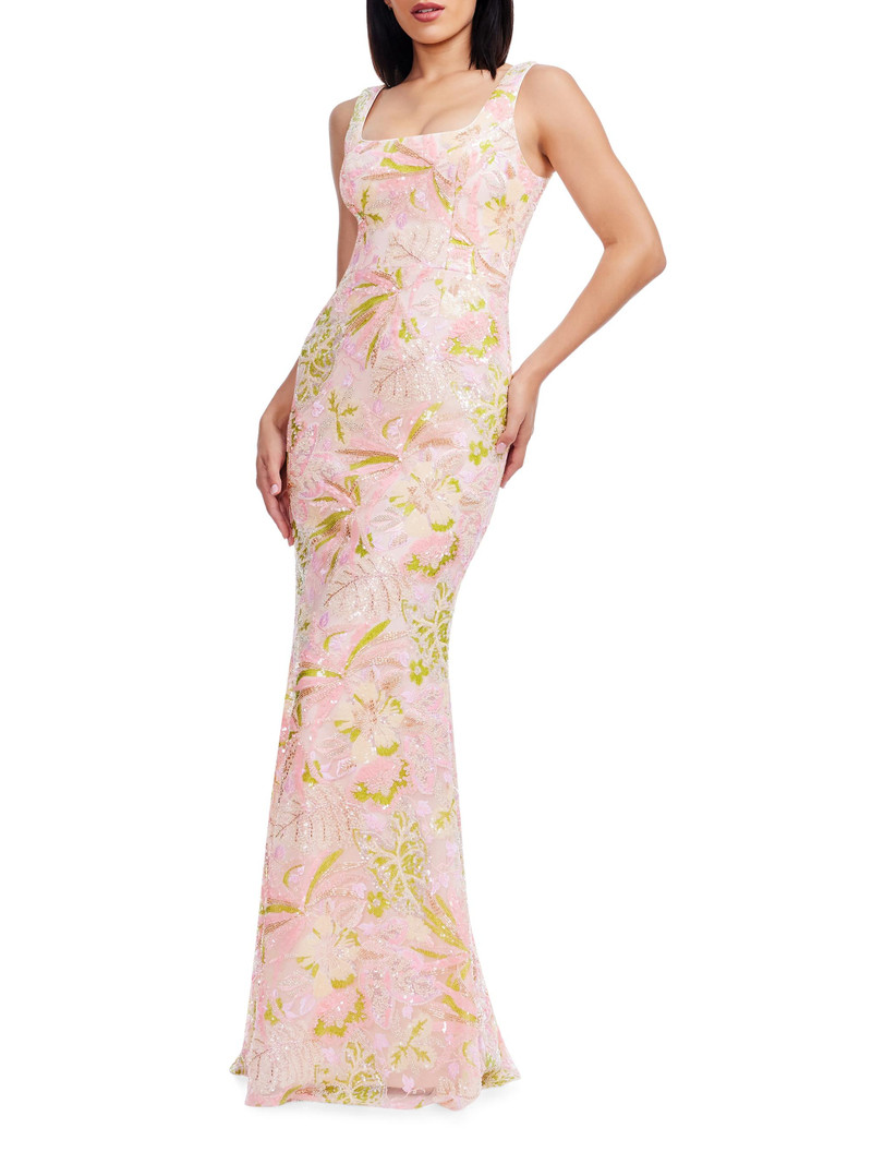 Women's Tyra Embellished Floral Mermaid Gown - Soft Pink Multi 3