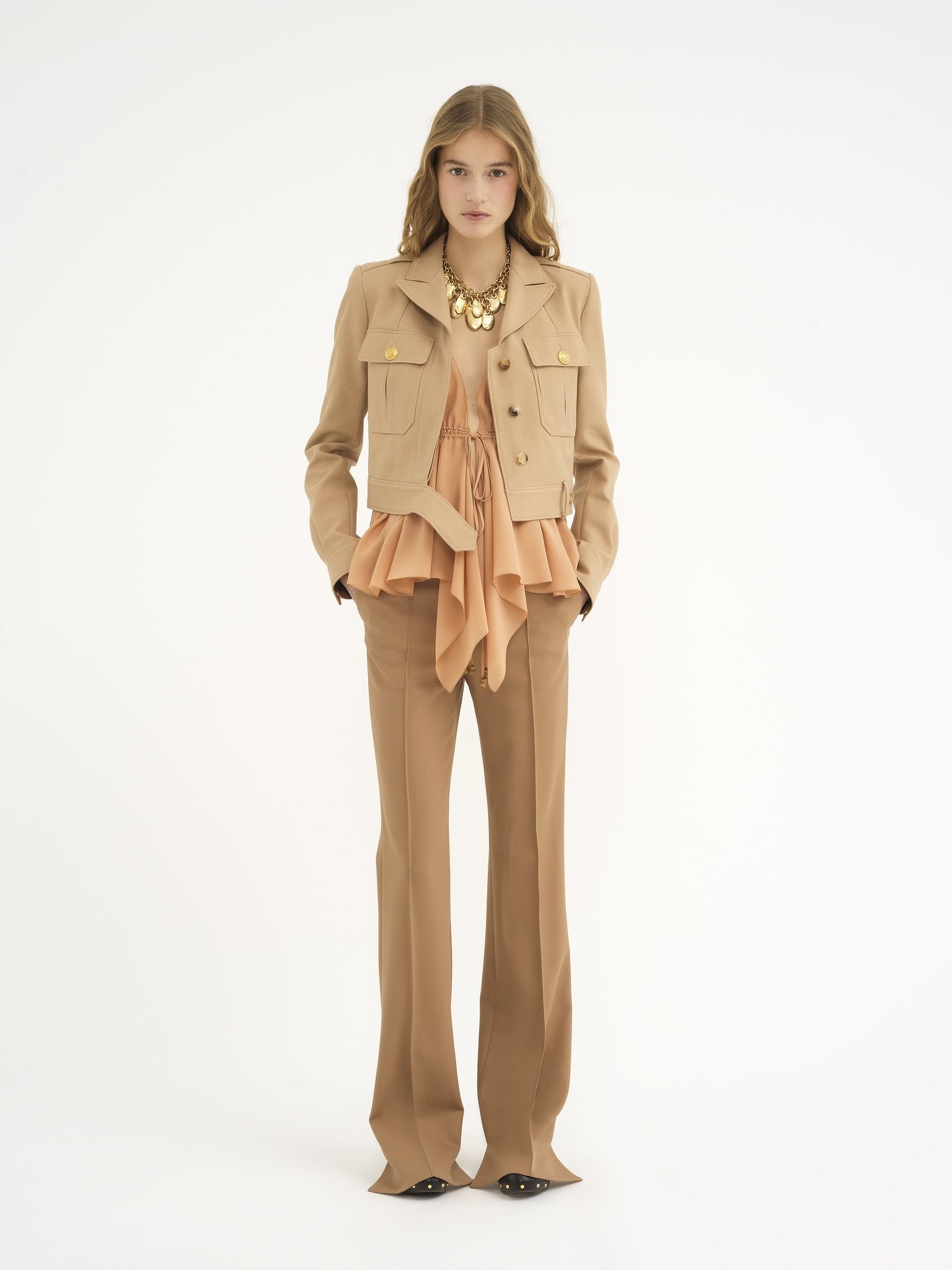 CROPPED SAHARIENNE JACKET IN COTTON DRILL - 3