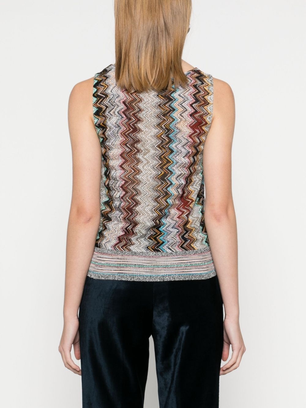 zigzag-motif lamé top - 4