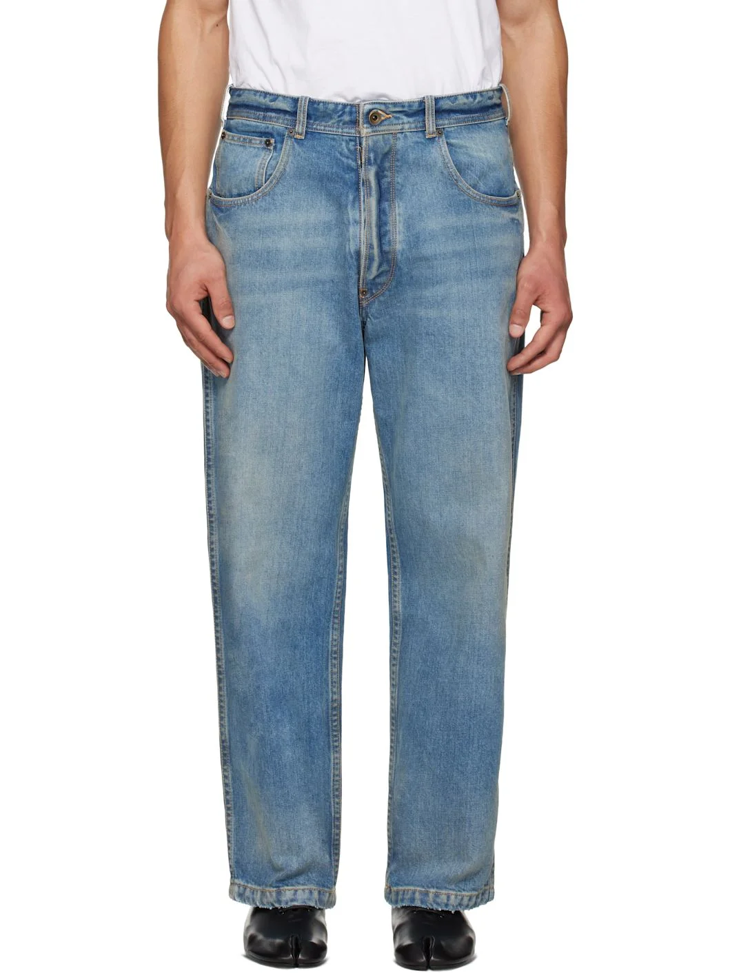 Blue Straight-Leg Cropped Jeans - 1