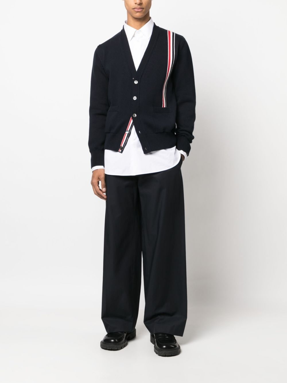 RWB stripe intarsia cotton cardigan - 2