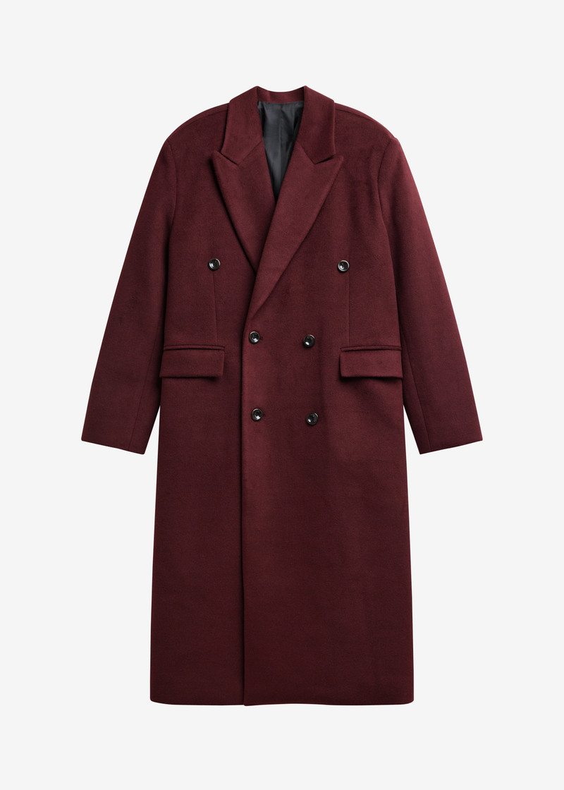 Skaila Double-Breasted Coat - Burgundy 1