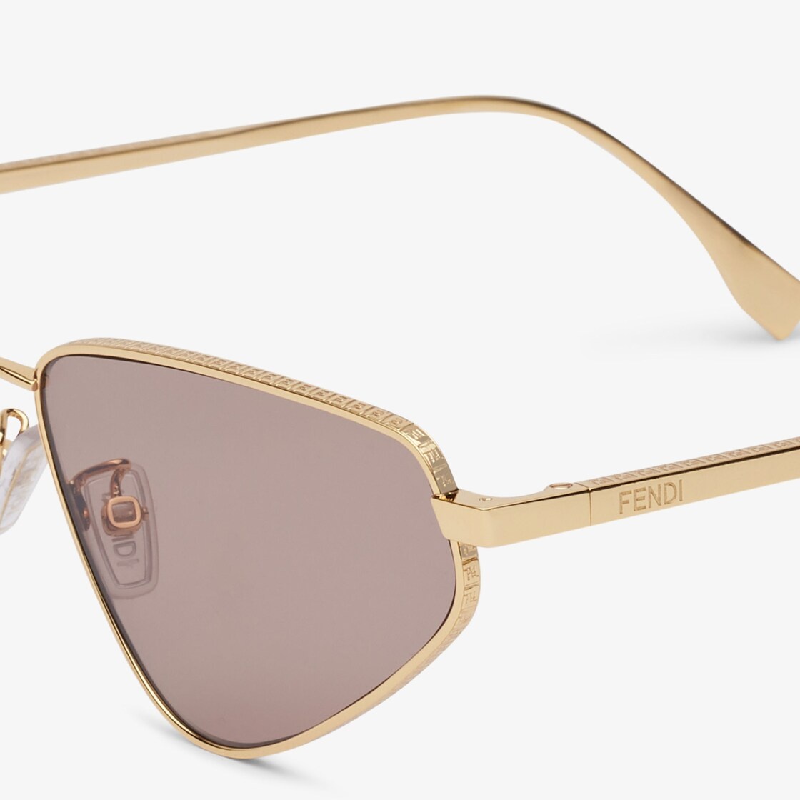 Cat-eye FF sunglasses in gold-colored metal with FF motif engraved on the front and temples. Brown l - 3