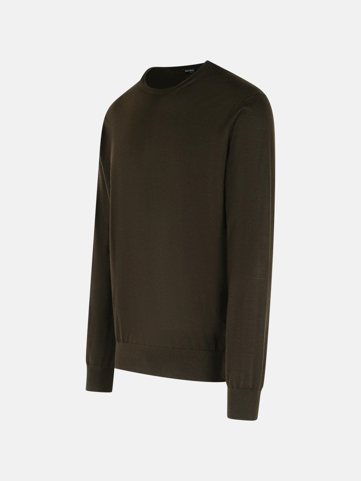 BROWN CASHMERE BLEND SWEATER - 2