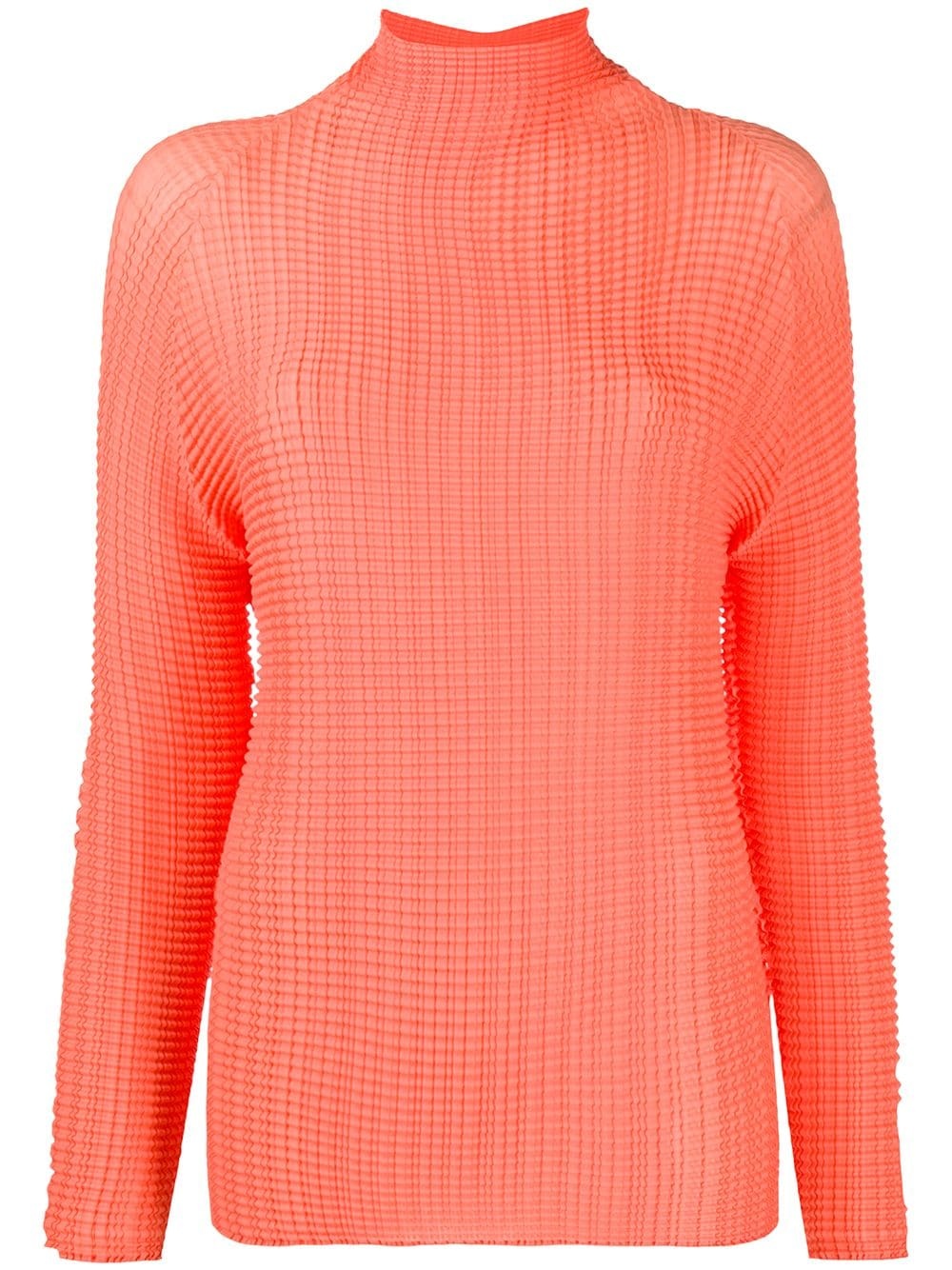 pleated long-sleeved top - 1