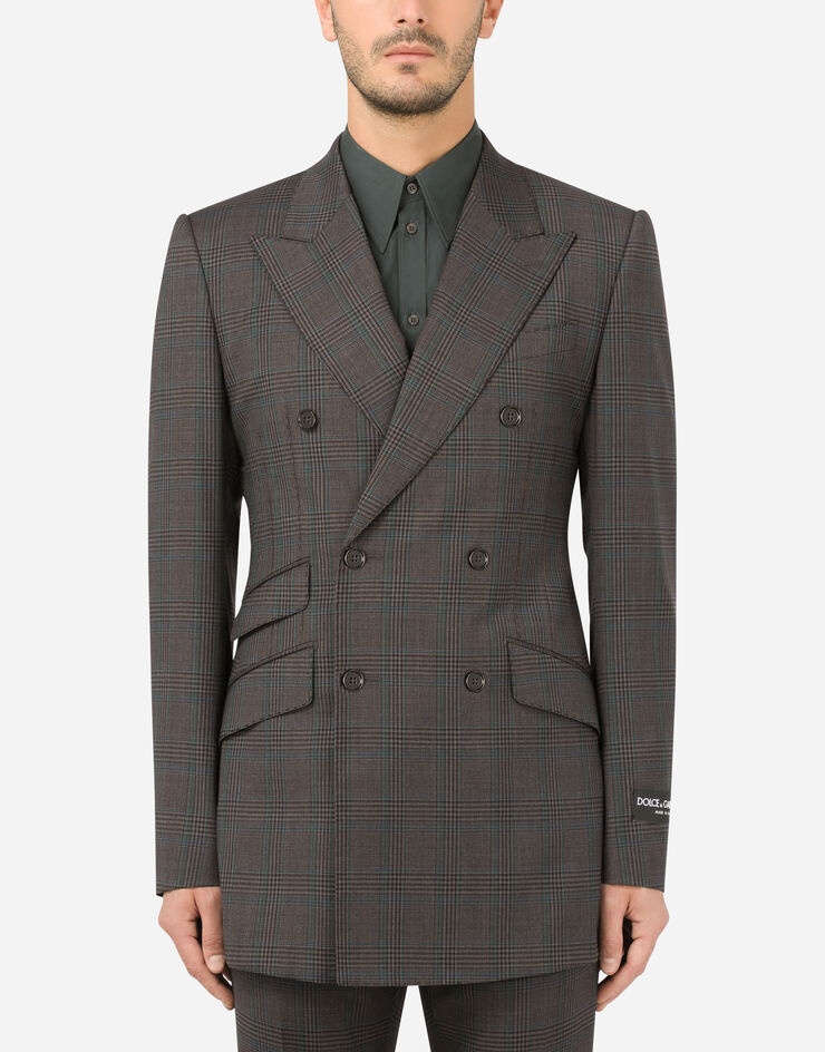 Double-breasted check wool Beat-fit suit - 4