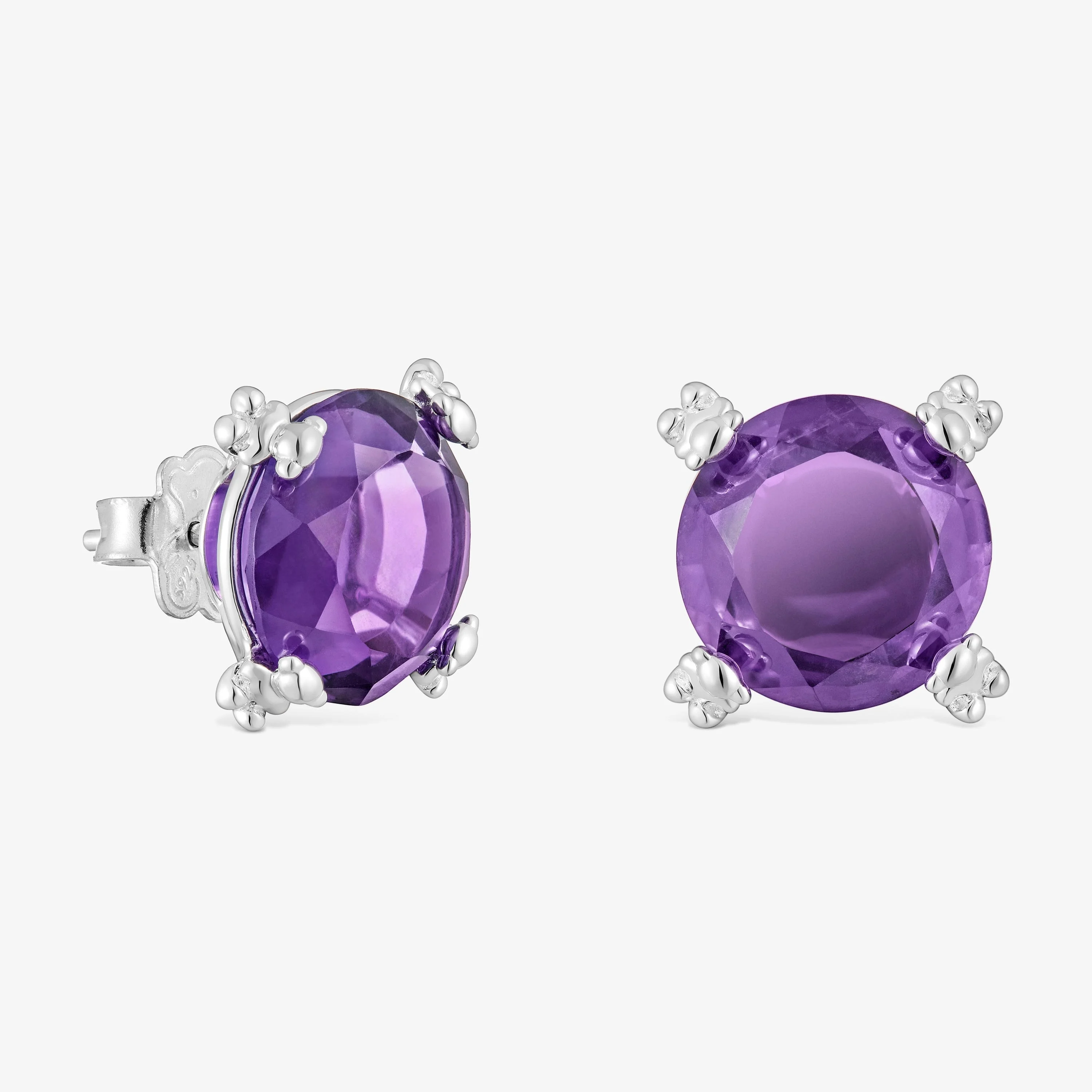 Silver Heart earrings with amethyst Color Pills - 1
