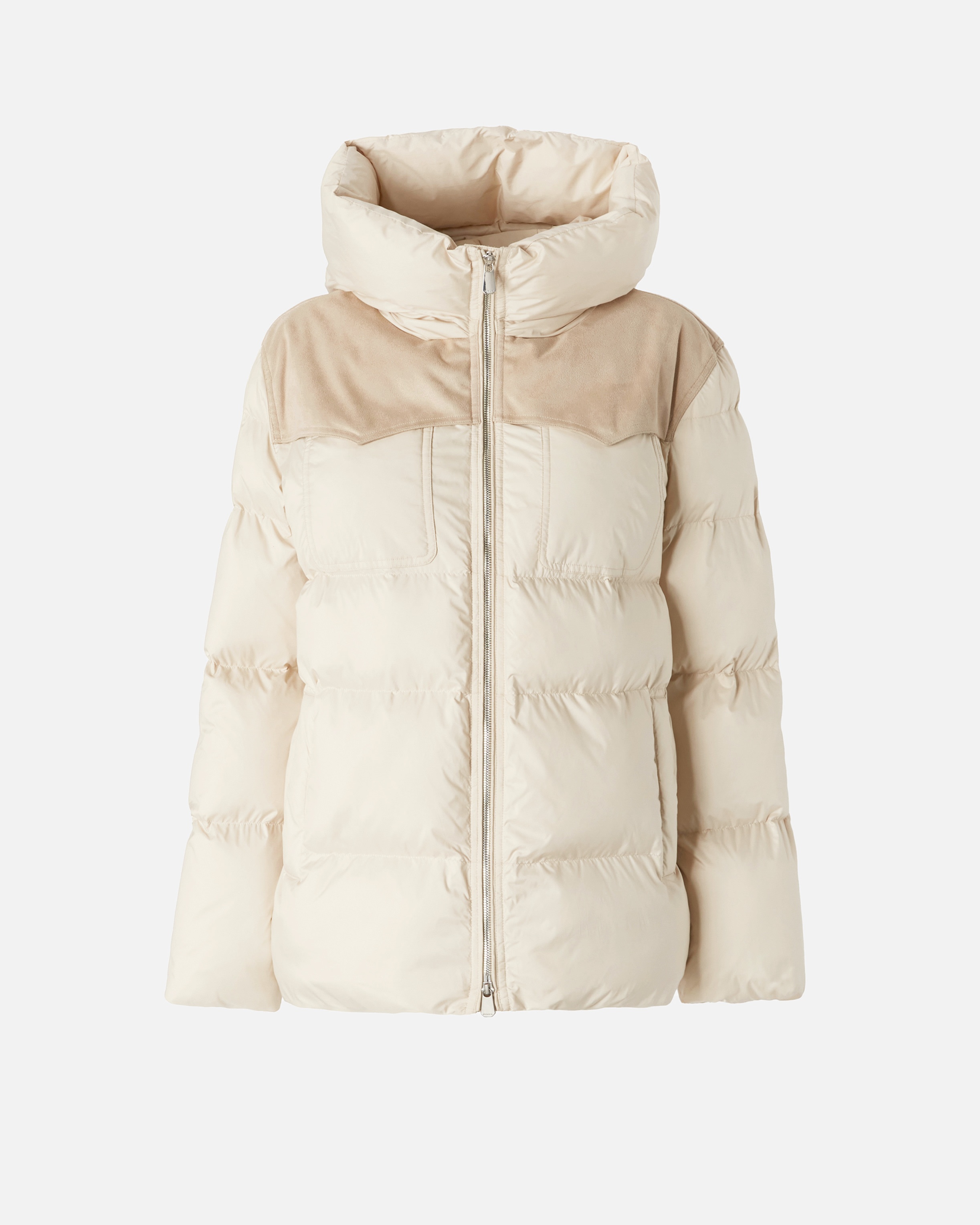 PADDED CROPPED PUFFER JACKET WITH CANVAS INSERT - 1