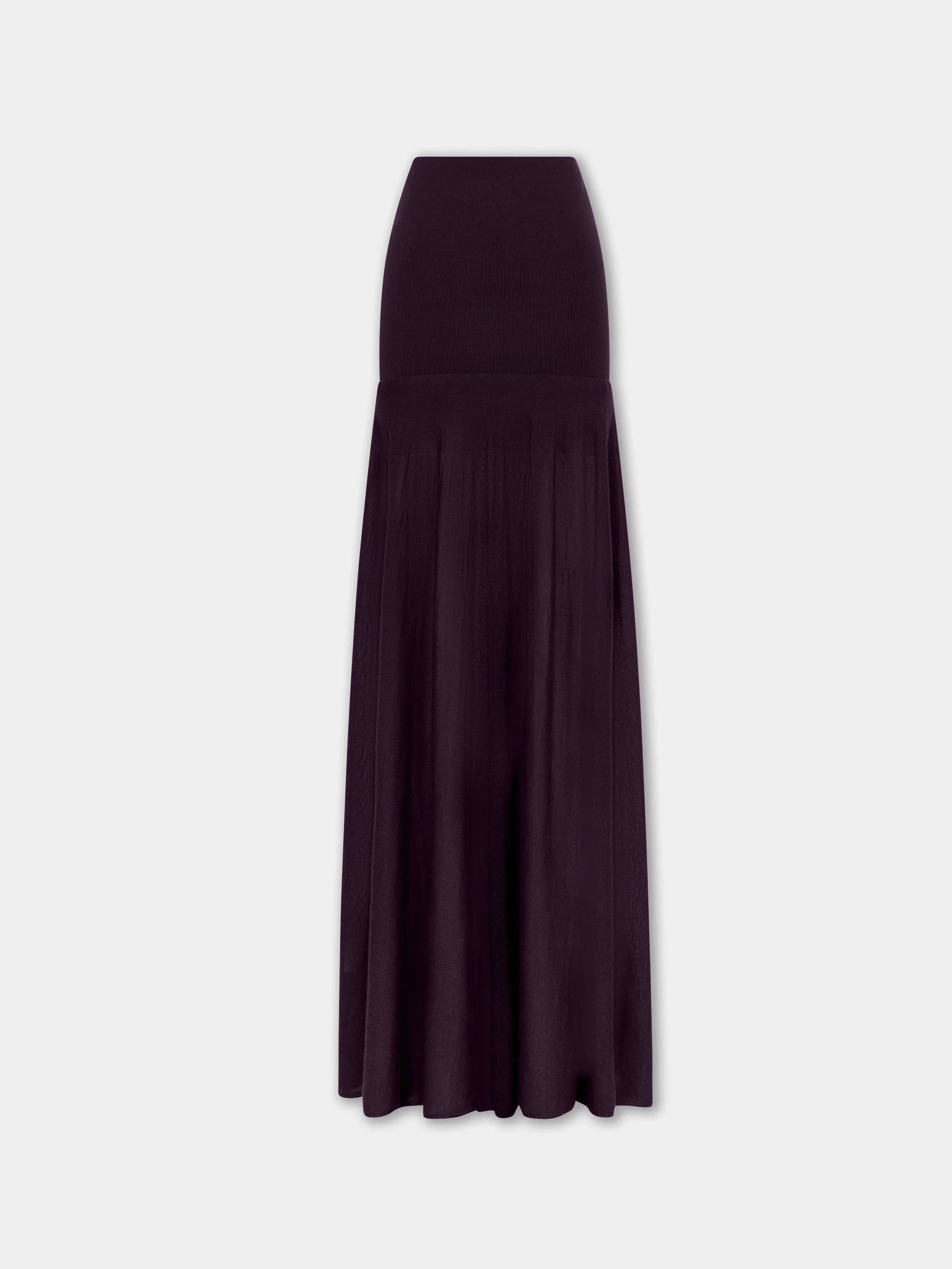MAGENTA WOOL LONG KNIT FLUID SKIRT - 1
