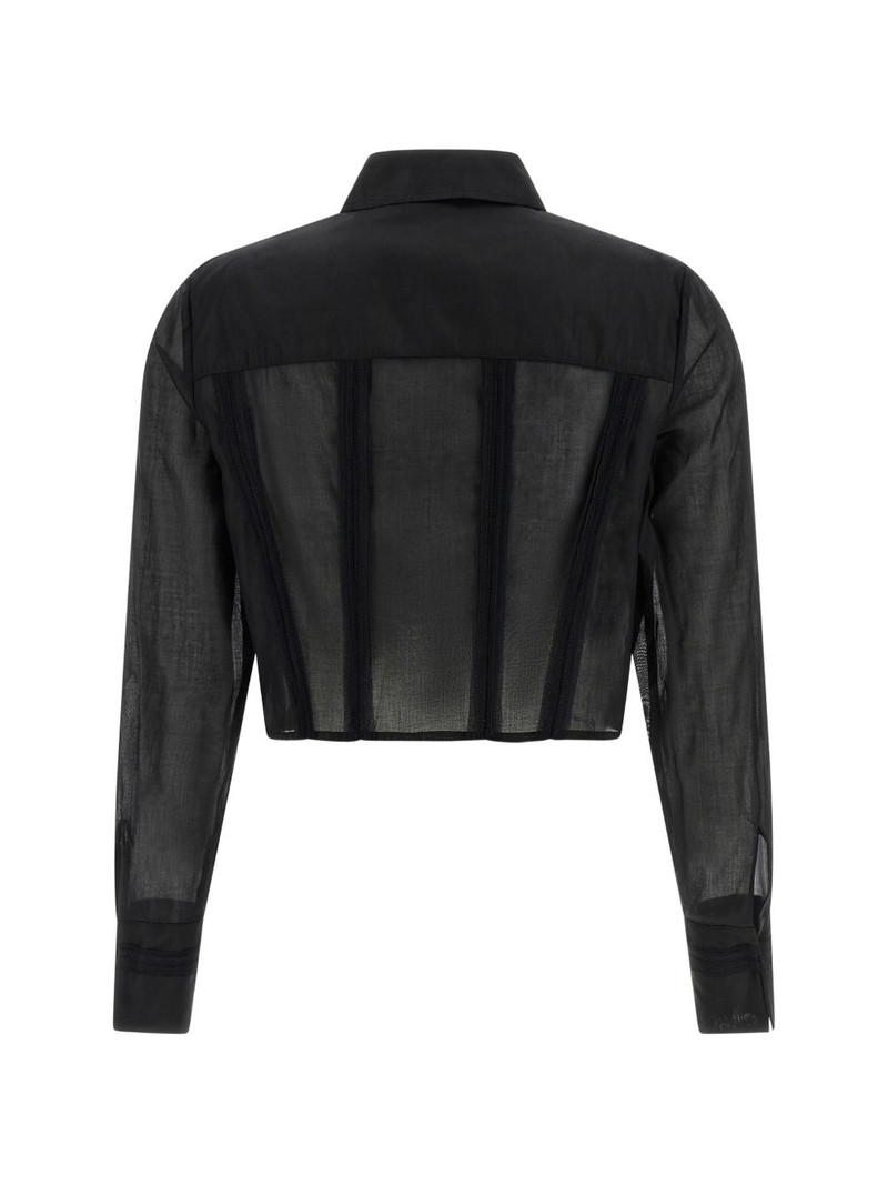 ELISABETTA FRANCHI logo-embroidered cropped shirt outlook