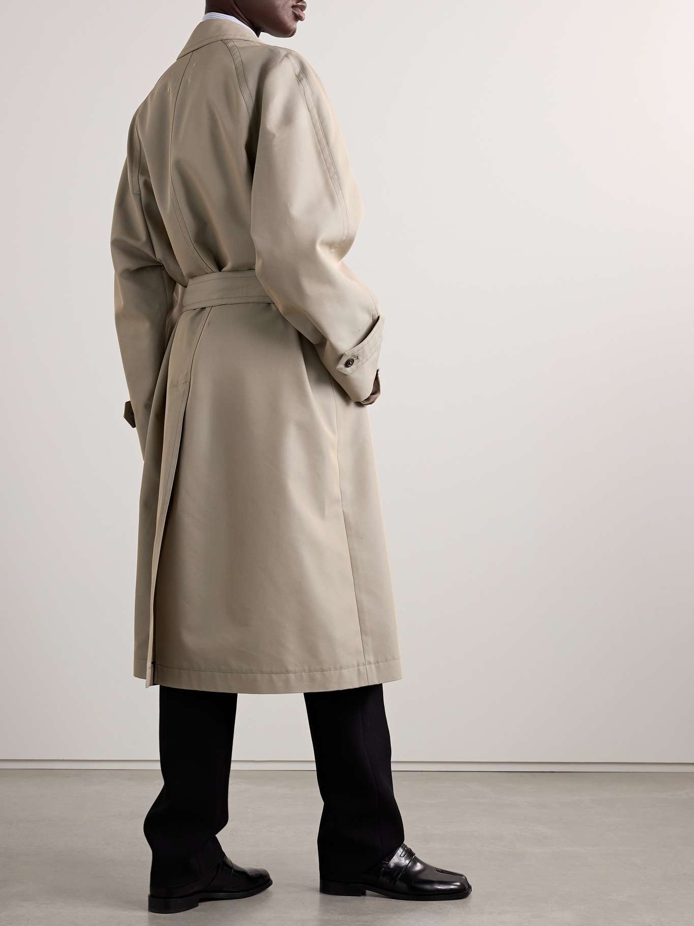 Belted cotton-blend gabardine trench coat - 4