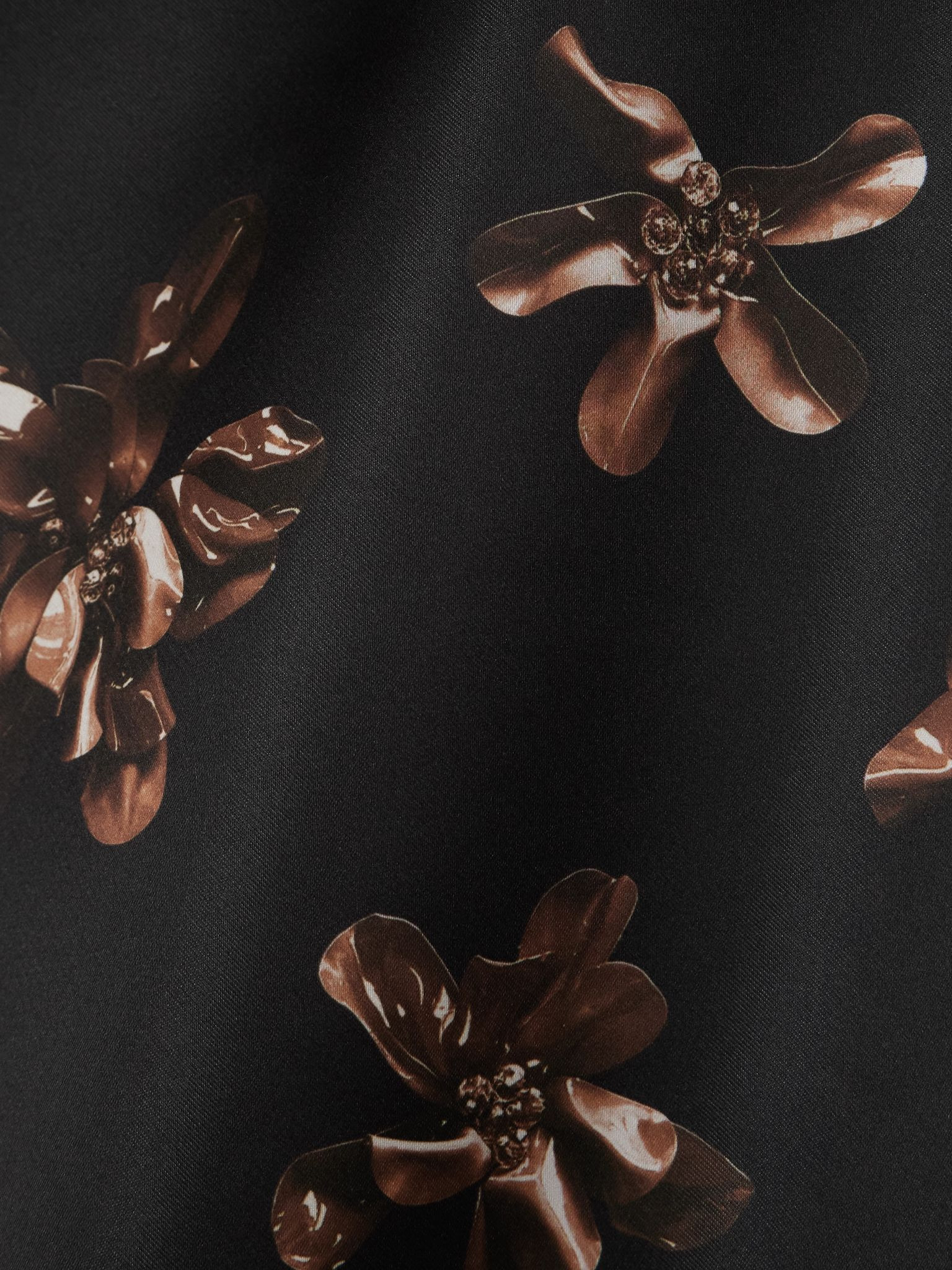 Lorelei floral-print satin midi skirt Black - 4