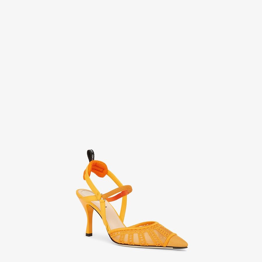 Orange micromesh high-heeled slingbacks - 2