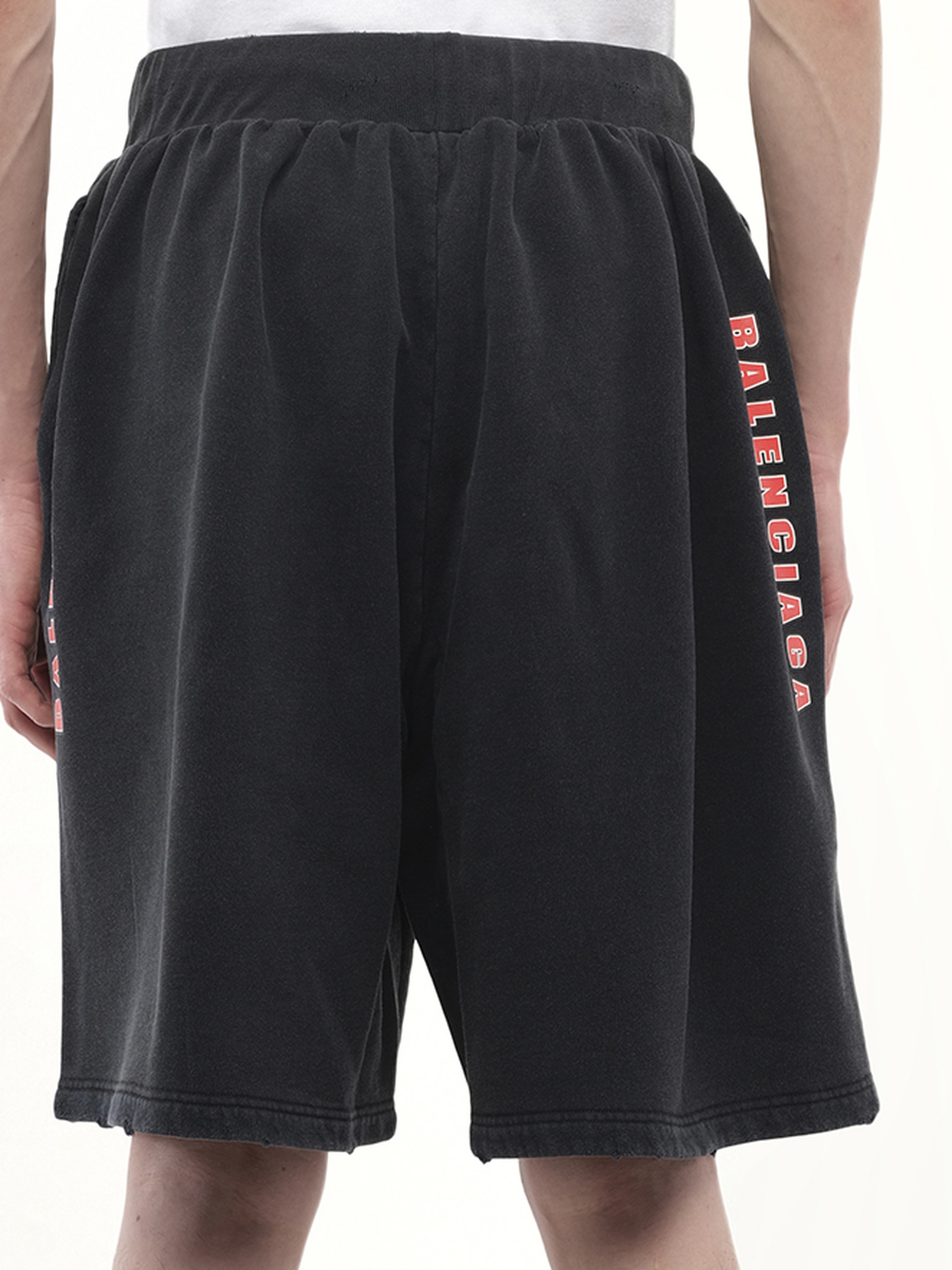 Sponsor Logo Long Shorts in Faded Washed Black - 3
