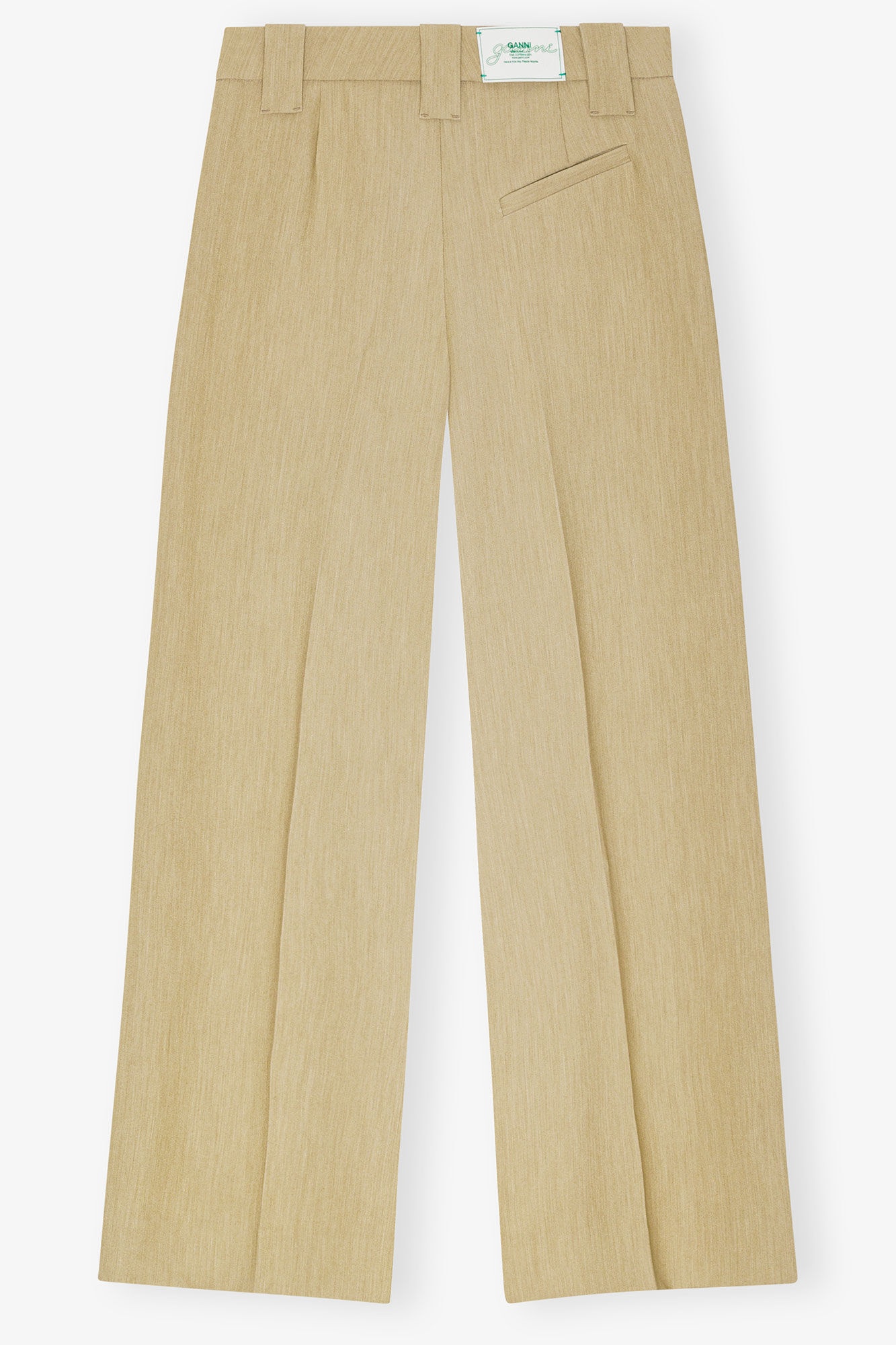 BEIGE TWILL SUITING MID WAIST PANTS - 7