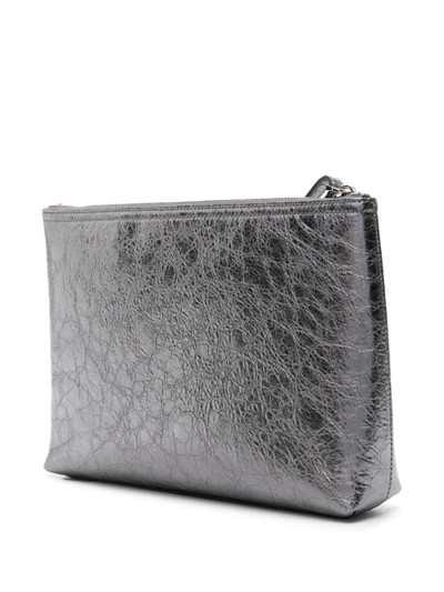 Givenchy silver Voyou metallic-leather pouch outlook
