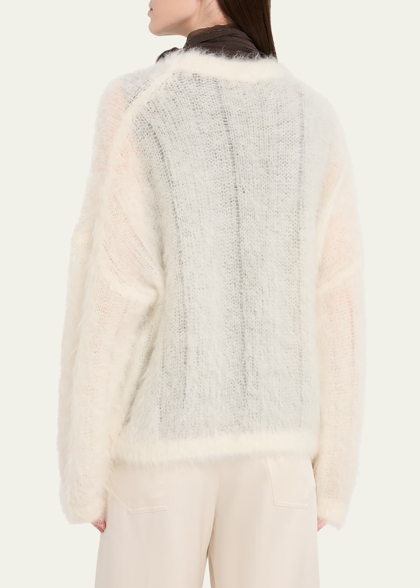 Mohair Cozy Candy Floss Knit Crewneck Sweater - 3