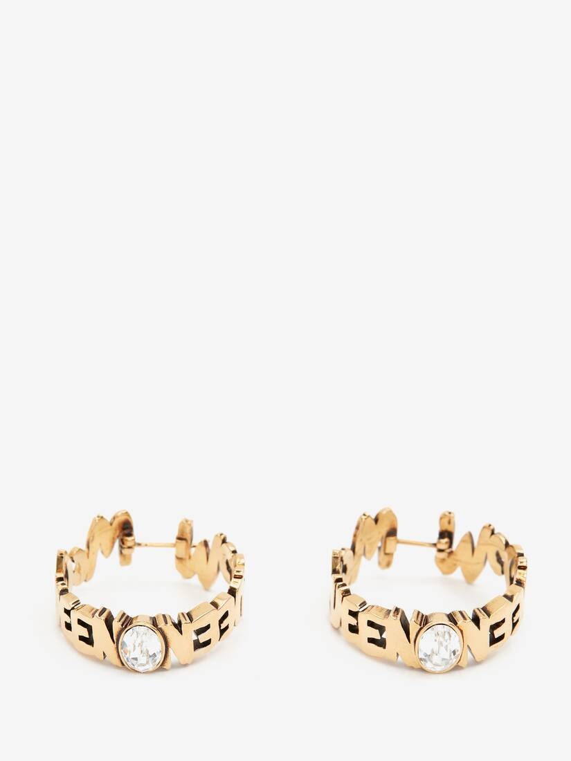 Mcqueen Graffiti Hoop Earrings in Gold - 3