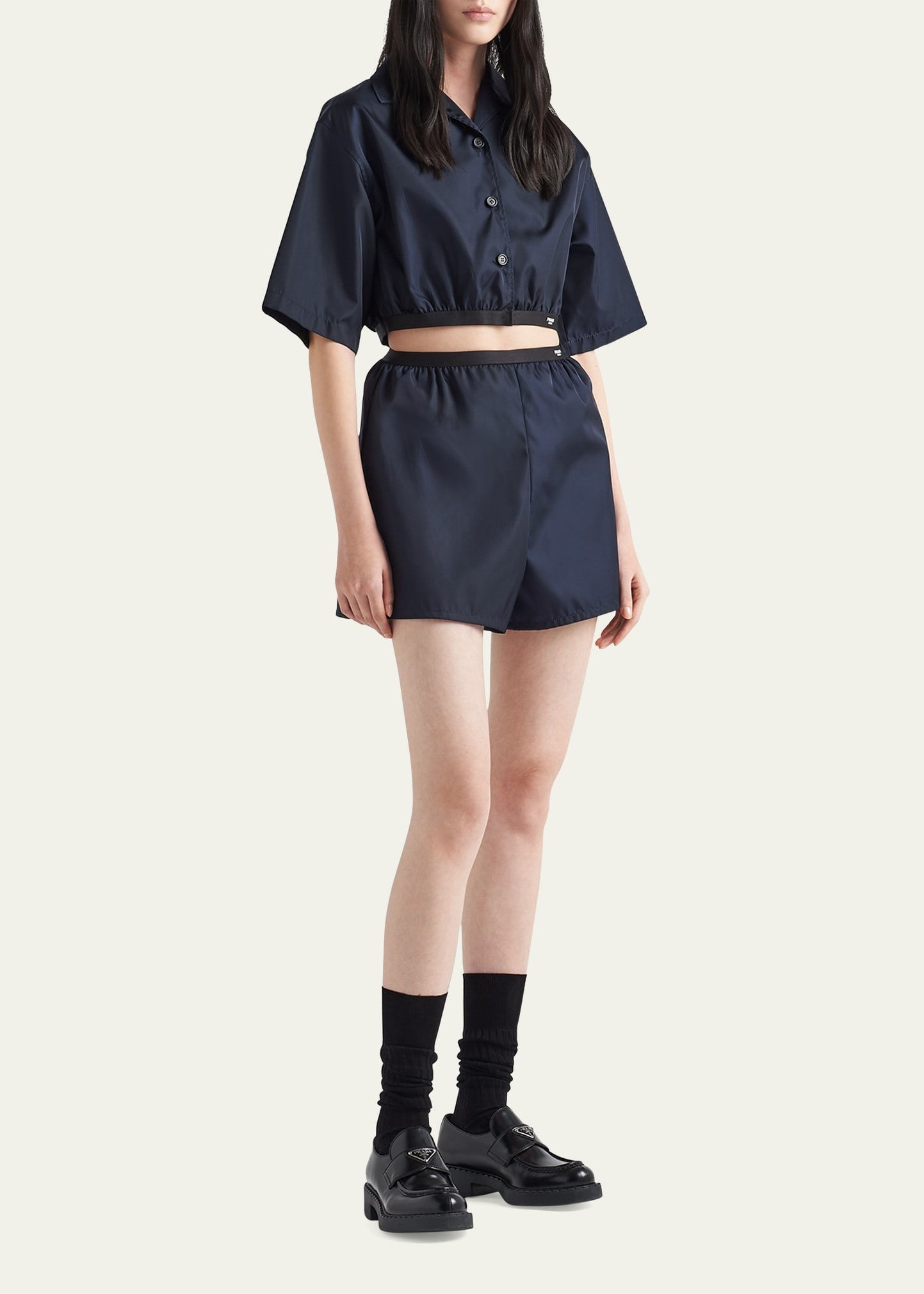 Re-Nylon Crop Collared Top - 2