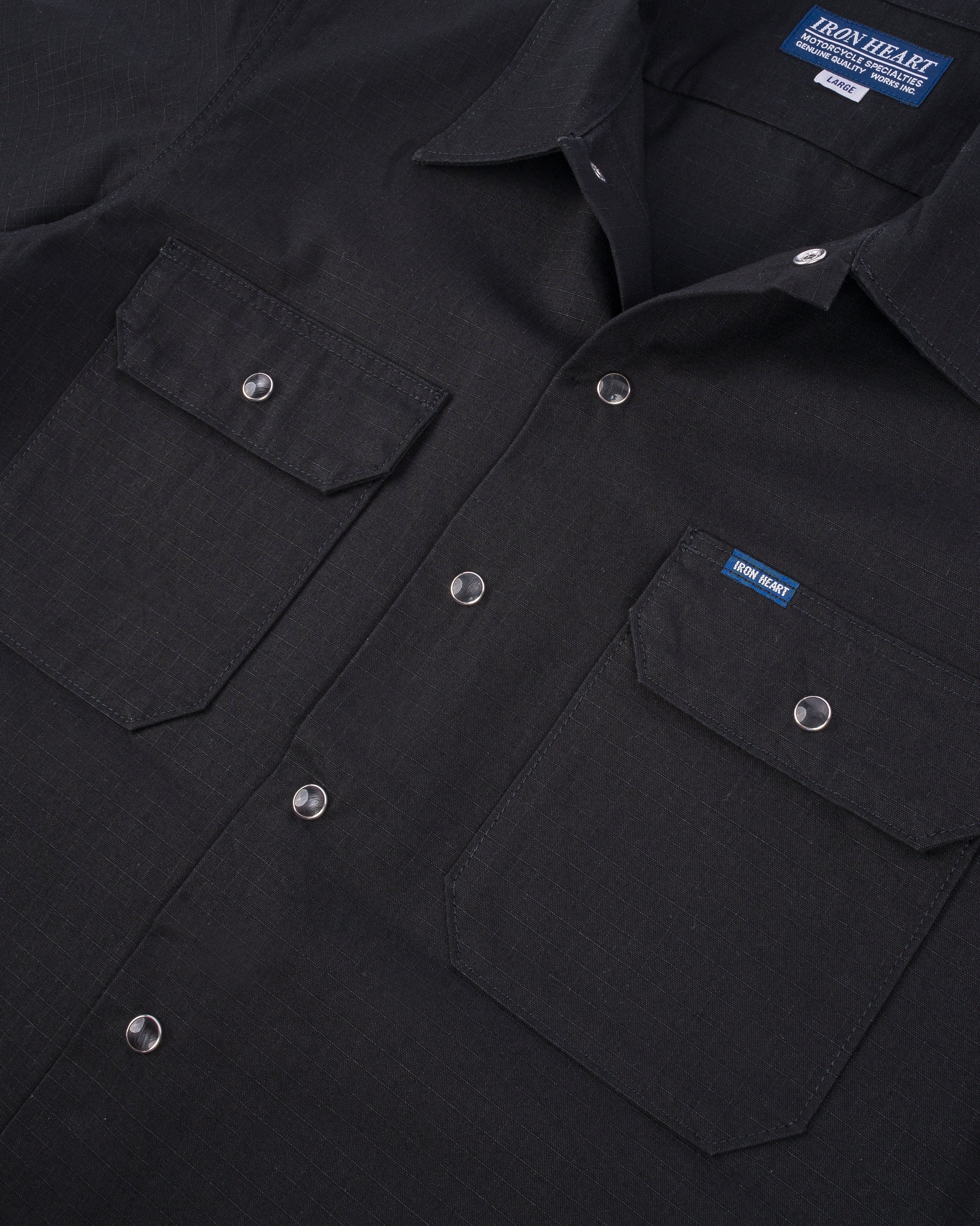 IHSH-415-BLK 8oz Ripstop Short Sleeved Mechanic Shirt - Black - 17