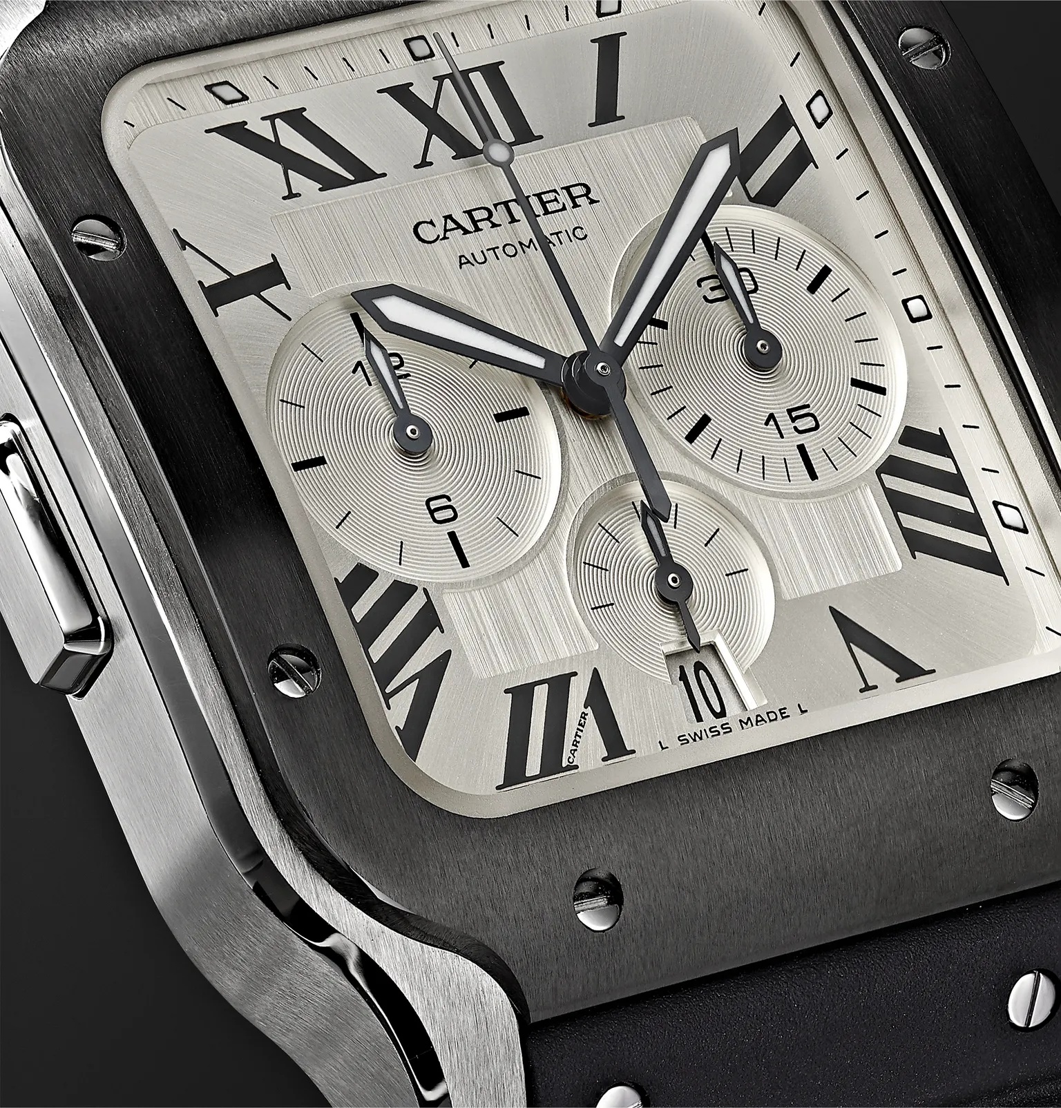 Santos de Cartier Automatic Chronograph 43.3mm Interchangeable ADLC-Coated Stainless Steel, Alligato - 6