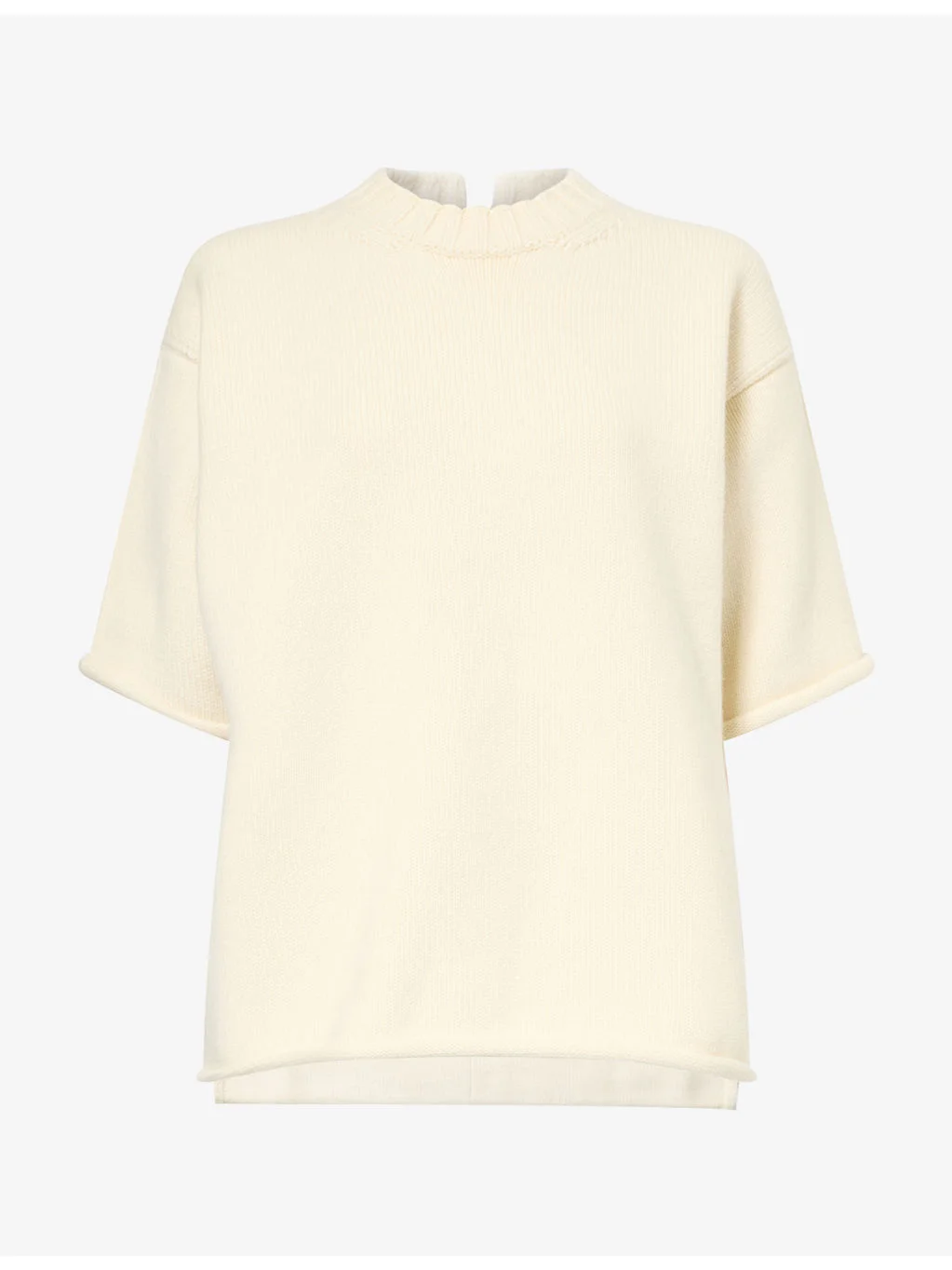 Short-Sleeve Knitted Wool Jumper - 1